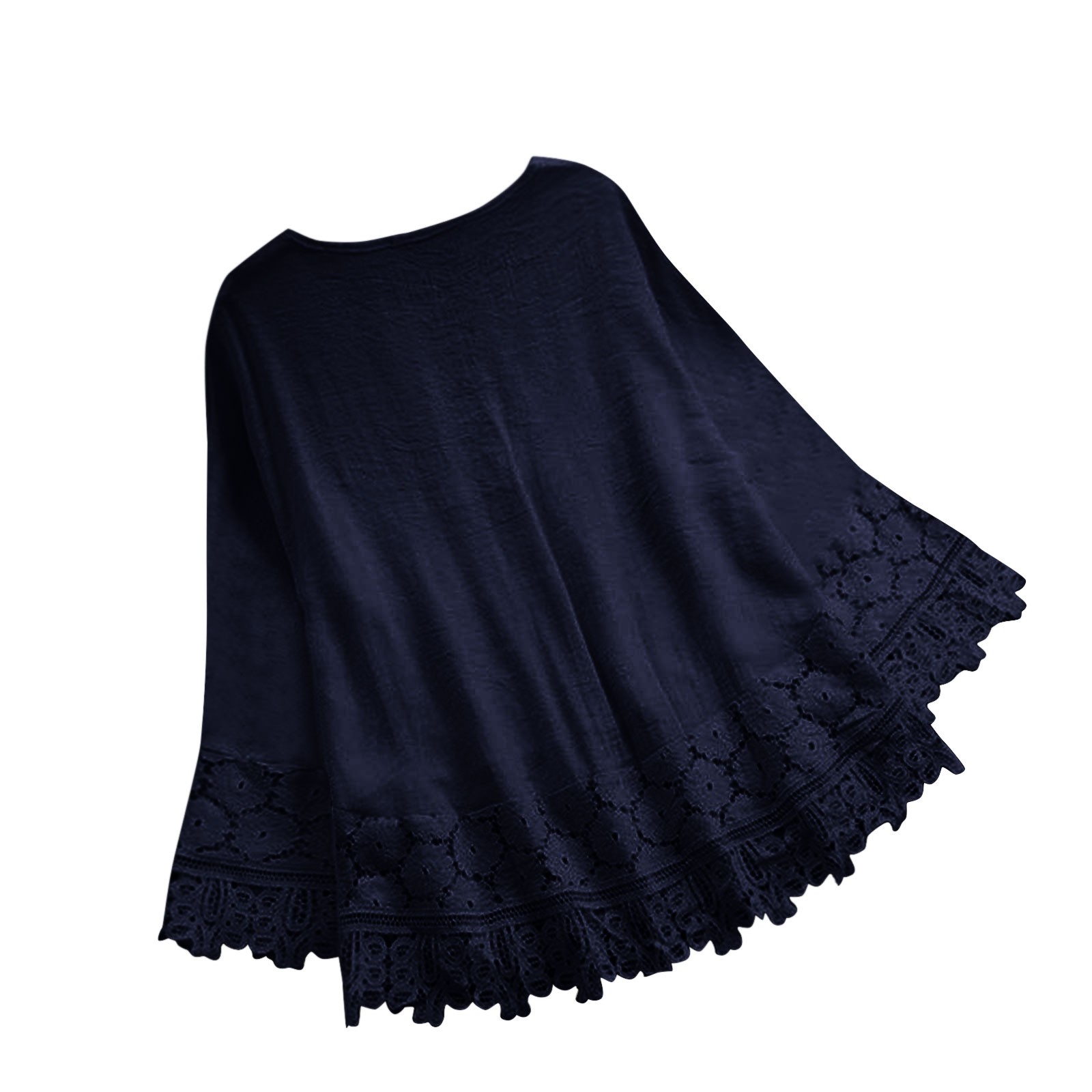 thumbnail image 5 of Top corto sin espalda liso para mujer - Camiseta sexy informal de manga corta - Diseño con mangas acampanadas - Ropa de verano de poliéster, 5 of 8